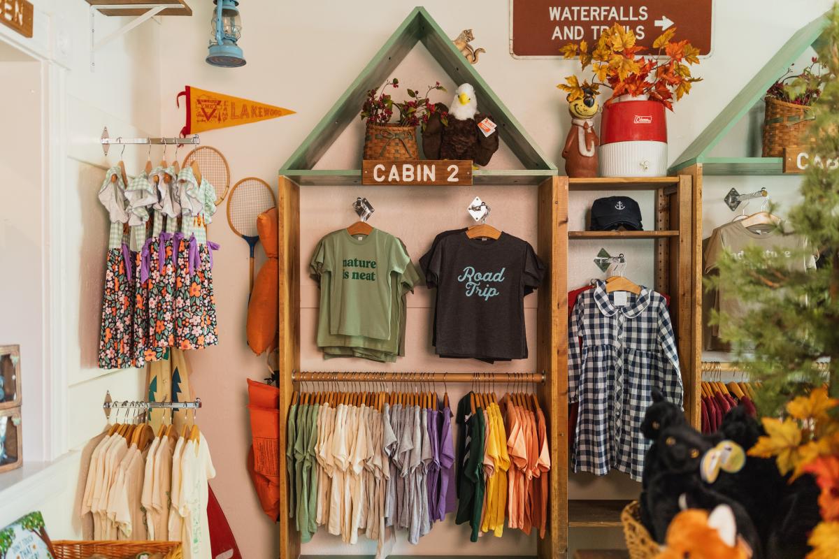 Clothing in Happy Camper on Main Street, St. Charles.