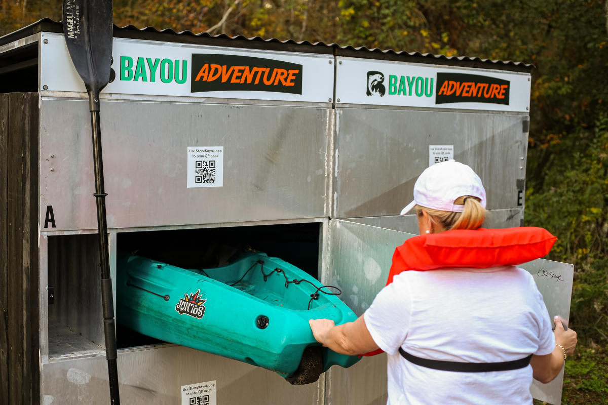 Bayou Adventure Kayaking Self Serve Kiosk on Cane Bayou, Fontainebleau State Park