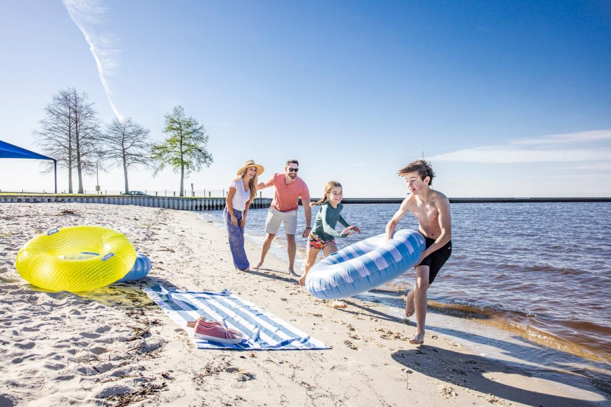 Fontainebleau State Park's sandy beach and shallow water is great for young families.