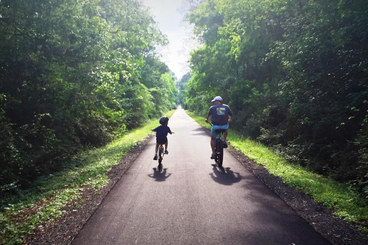 Father and Son Cycling the Tammany Trace