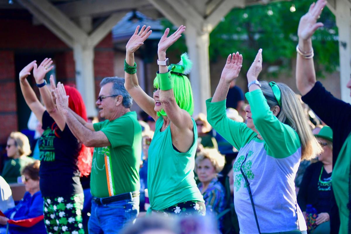 Dancing at Covington's St. Patrick's Day concert with Four Unplugged