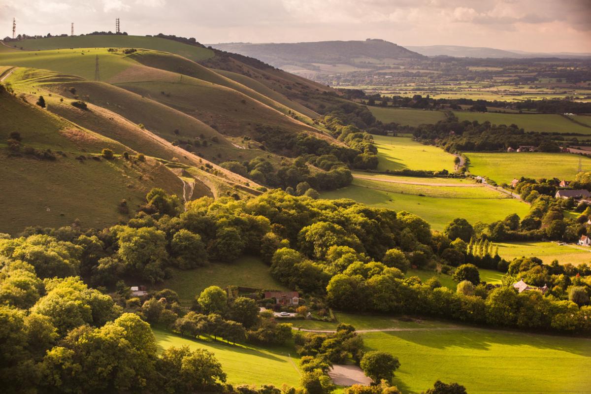 A panoramic view over Fulking in the south downs national park