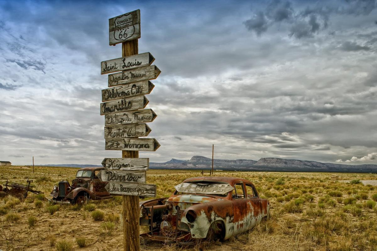Route 66 Directional Sign
