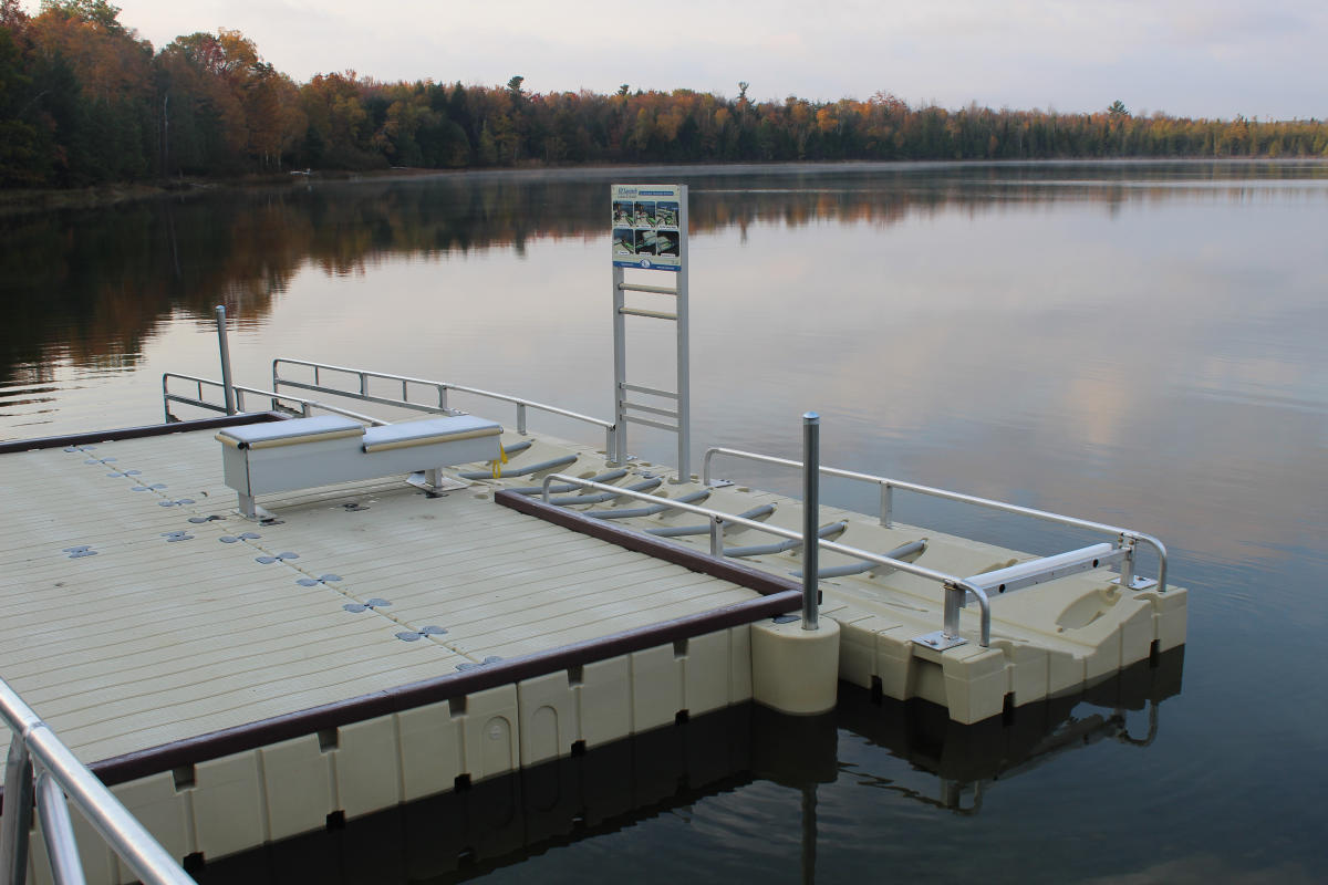 ADA Accessible launch and floating dock at Loon Lake in Michigan
