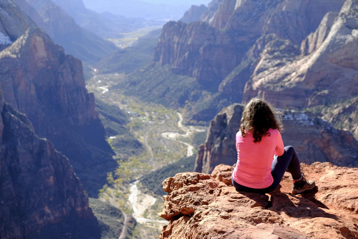 Woman at Observation Point in Zion National Park