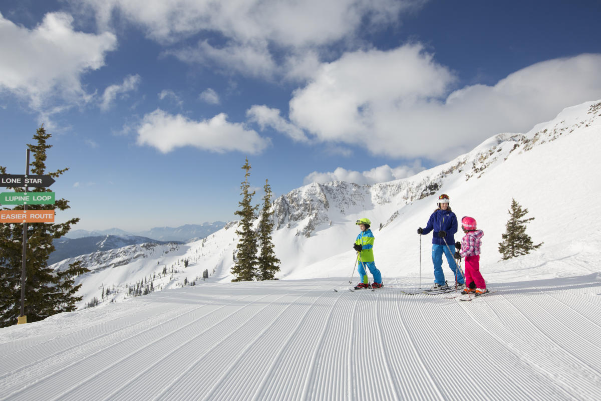 Family of skiers at Snowbird Ski Resort in Utah