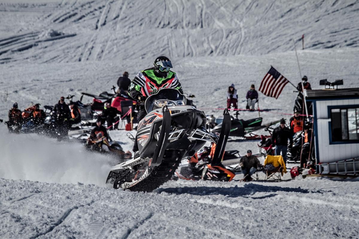 the starting line for a snowmachine race