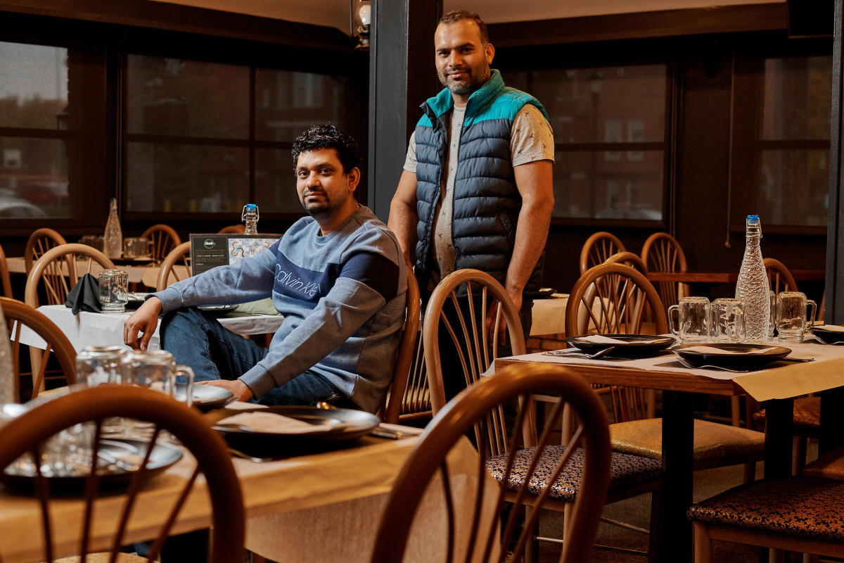 Owners Priyank Shah and Sikander Badhan in the dining room of their new restaurant Elaichi. Photo By Bear Cieri