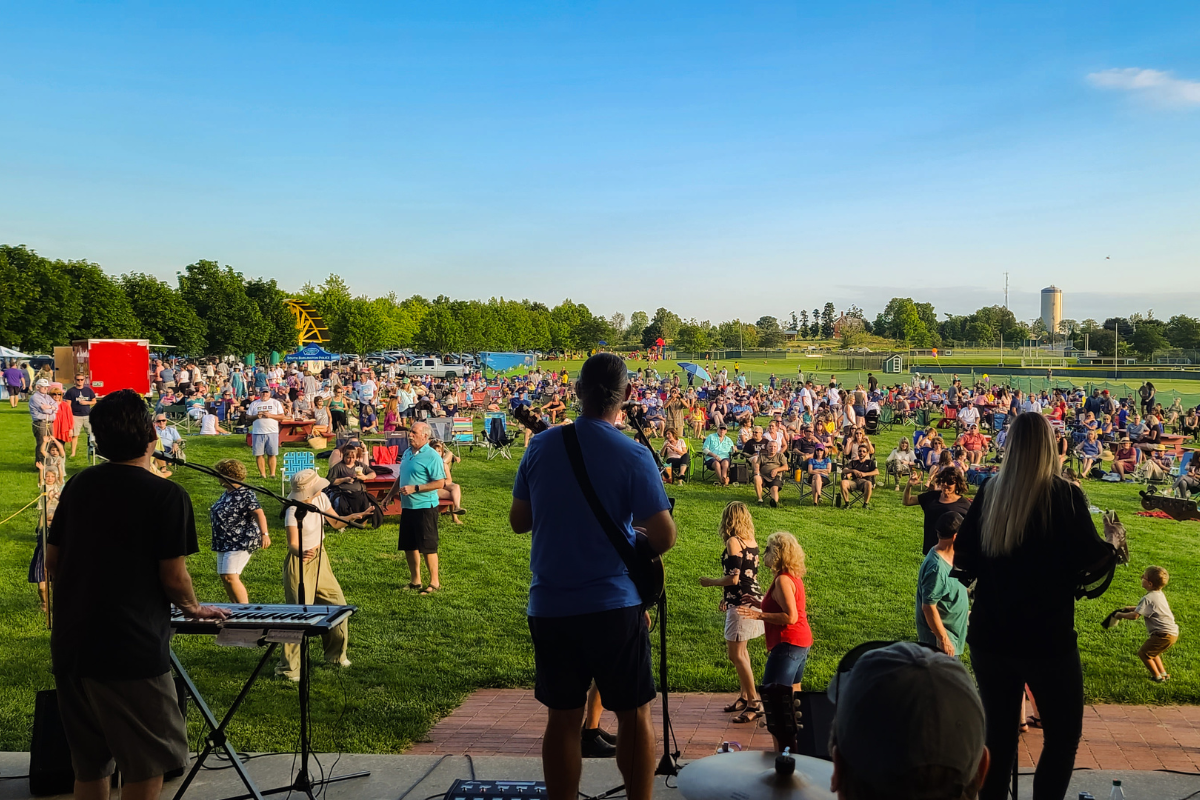 View from stage overlooking Memorial Park in South Burlington