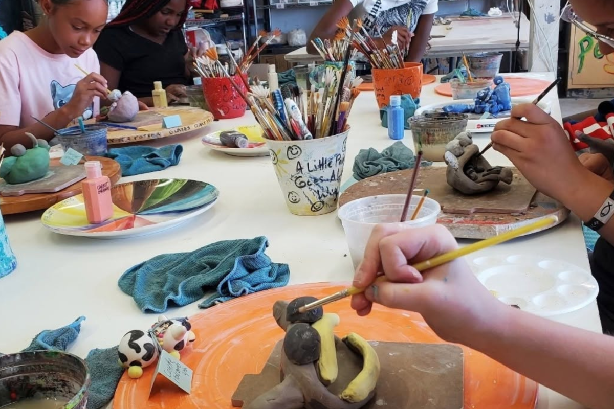 Children participating in a clay class at the 29 Palms Creative Center in Twentynine Palms, California.