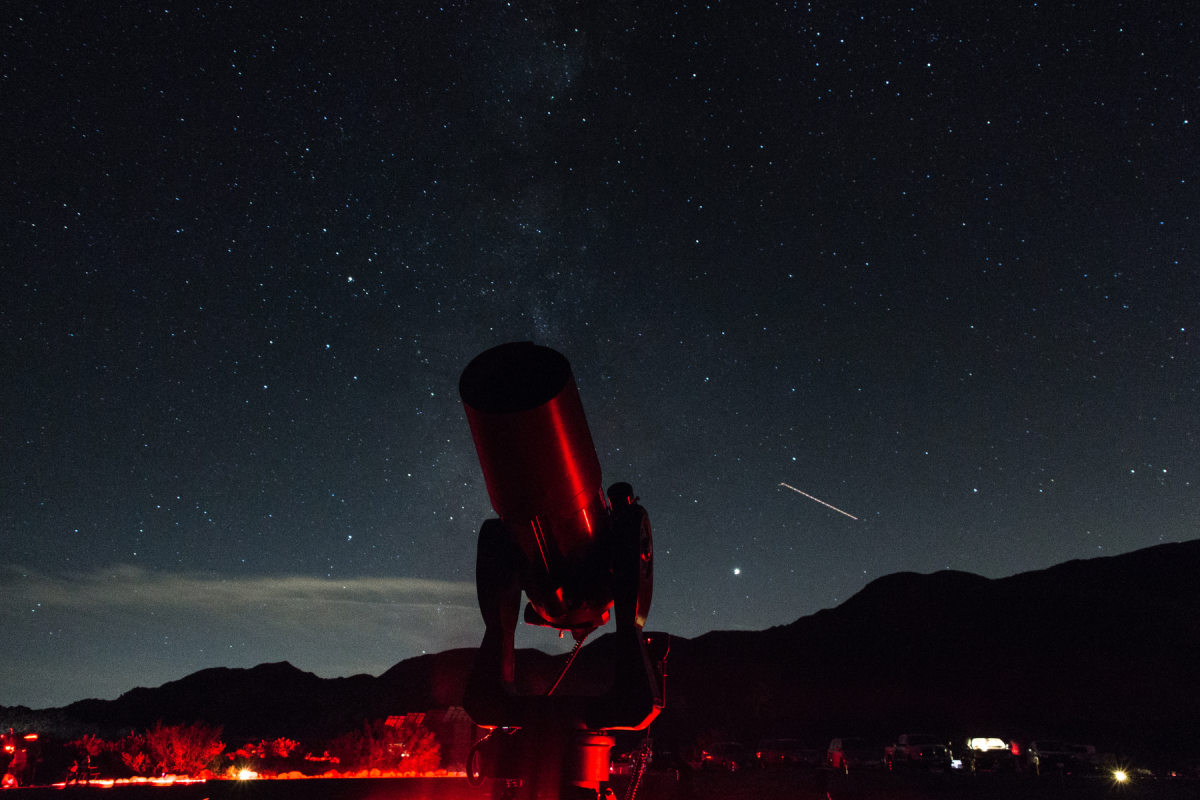 Telescope viewing beneath dark night skies at Sky's The Limit Observatory & Nature Center in Twentynine Palms, California.