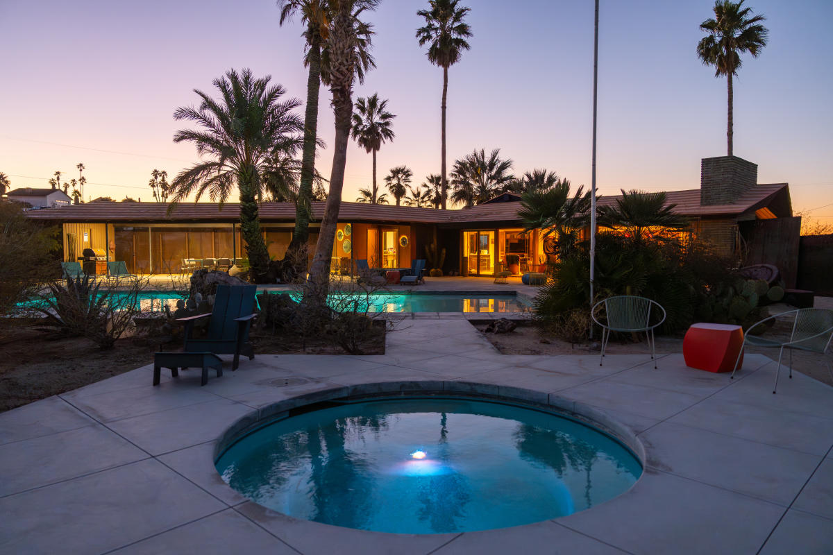 The Wheelhouse vacation rental in Twentynine Palms, California is a 2,200 sq ft ranch blending artistic spirit with iconic California indoor-outdoor living.