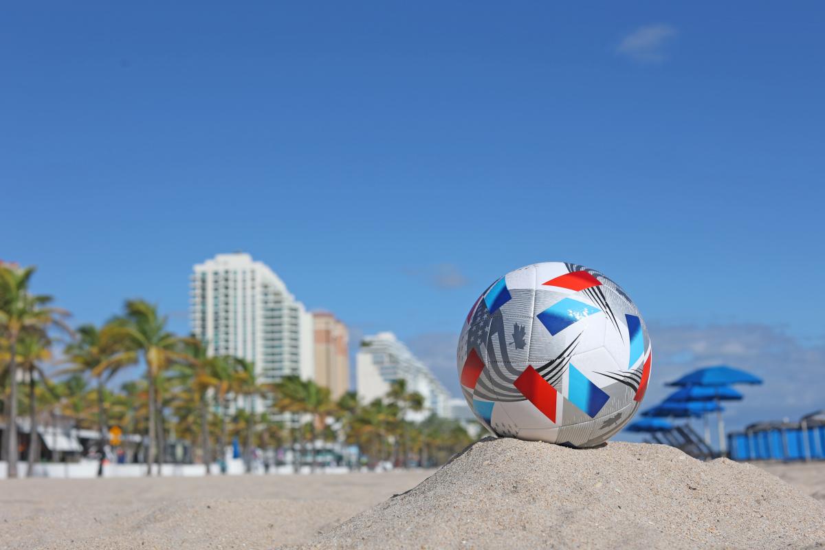 soccer ball on Miami Beach-- The Rodriguez Group