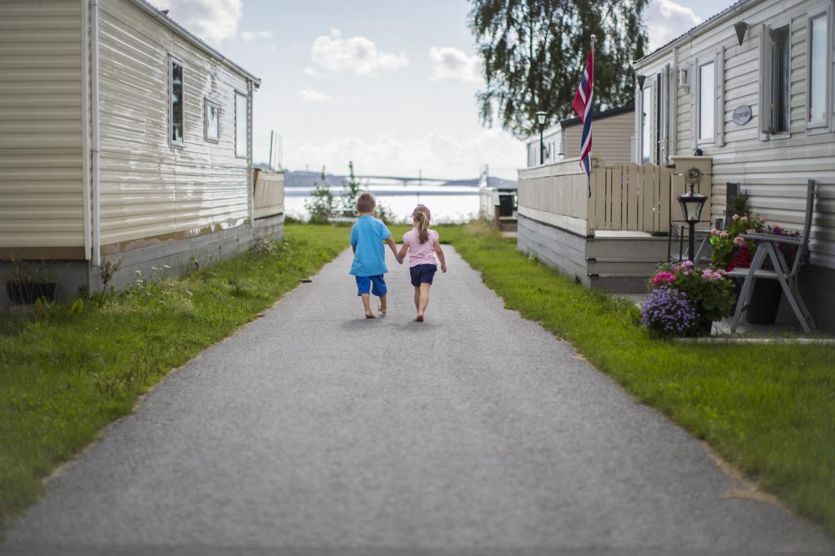 Children strolling Hamre camping in Kristiansand