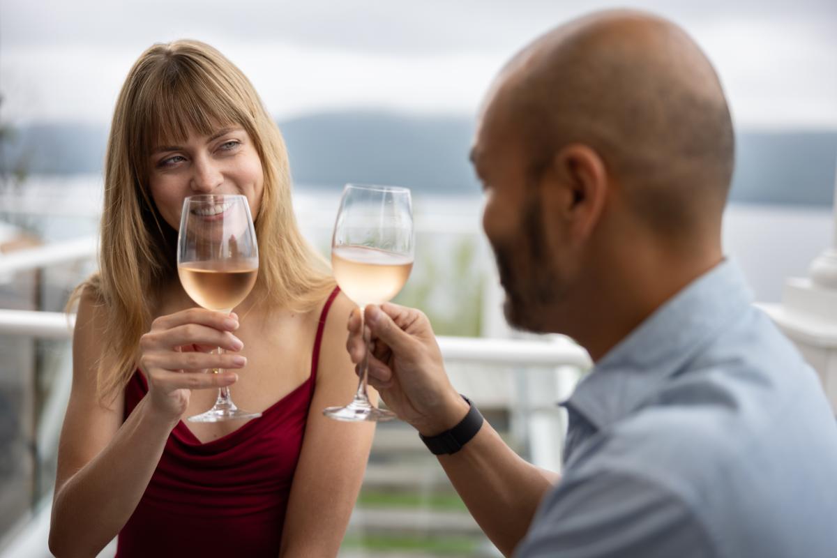 Couple enjoying a glass of wine