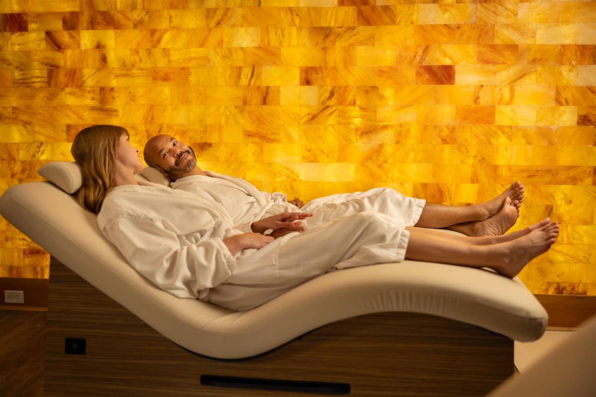 Couple relaxing at a spa