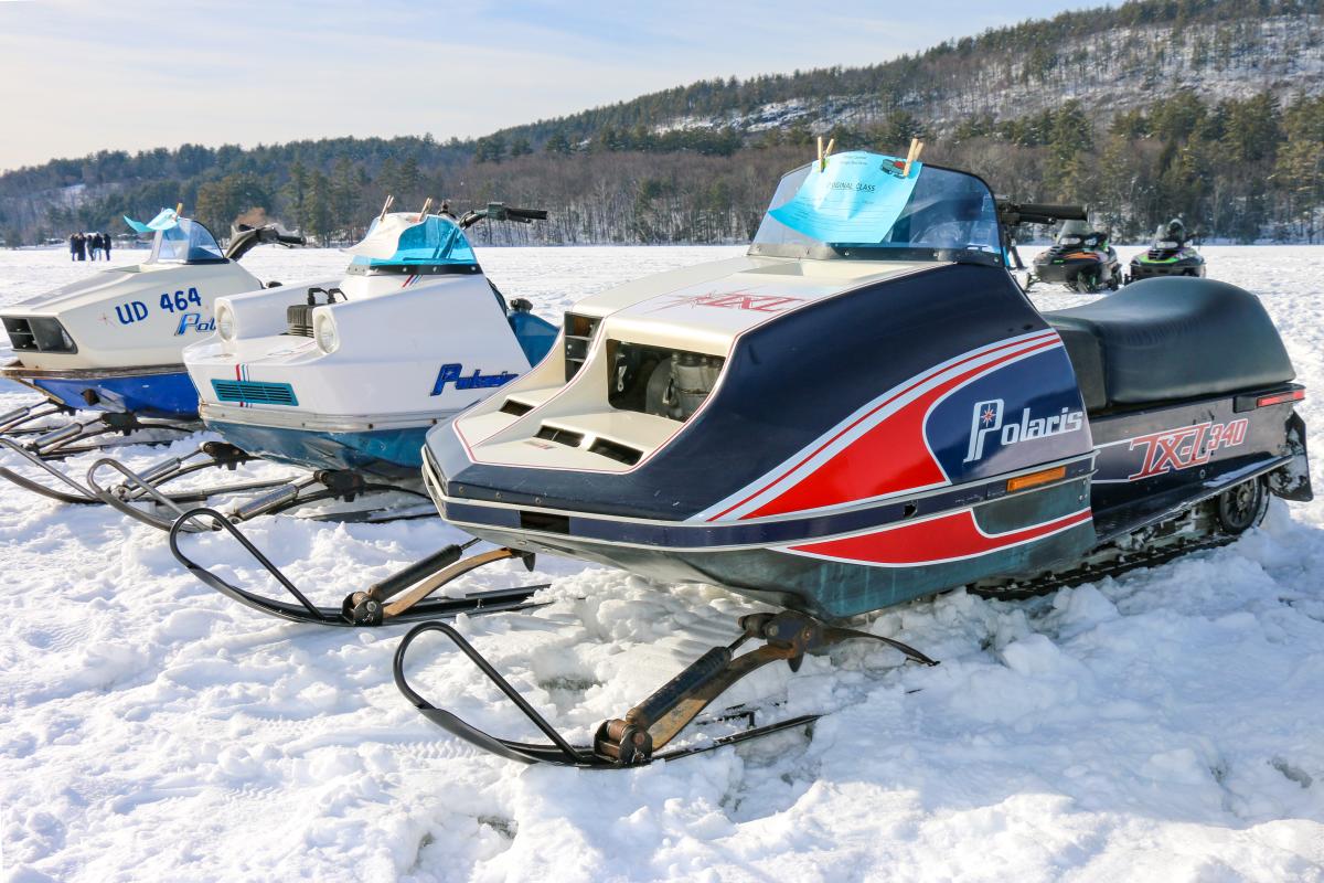 Vintage snowmobiles at the Brant Lake Winter Carnival