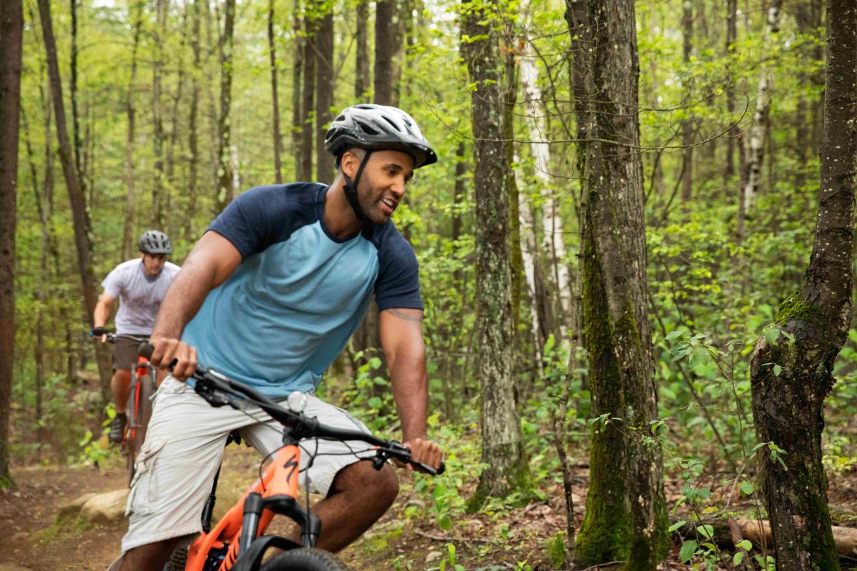 Two Mountain Bikers on Trails