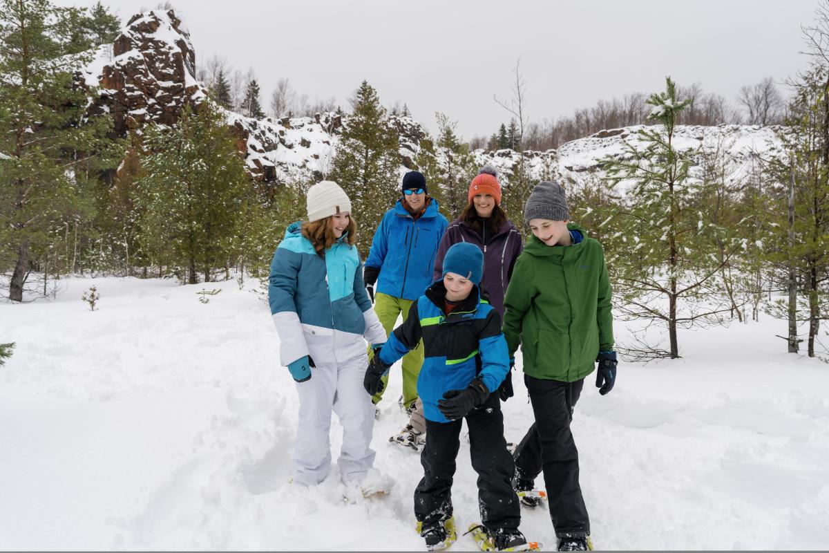 Family snowshoeing