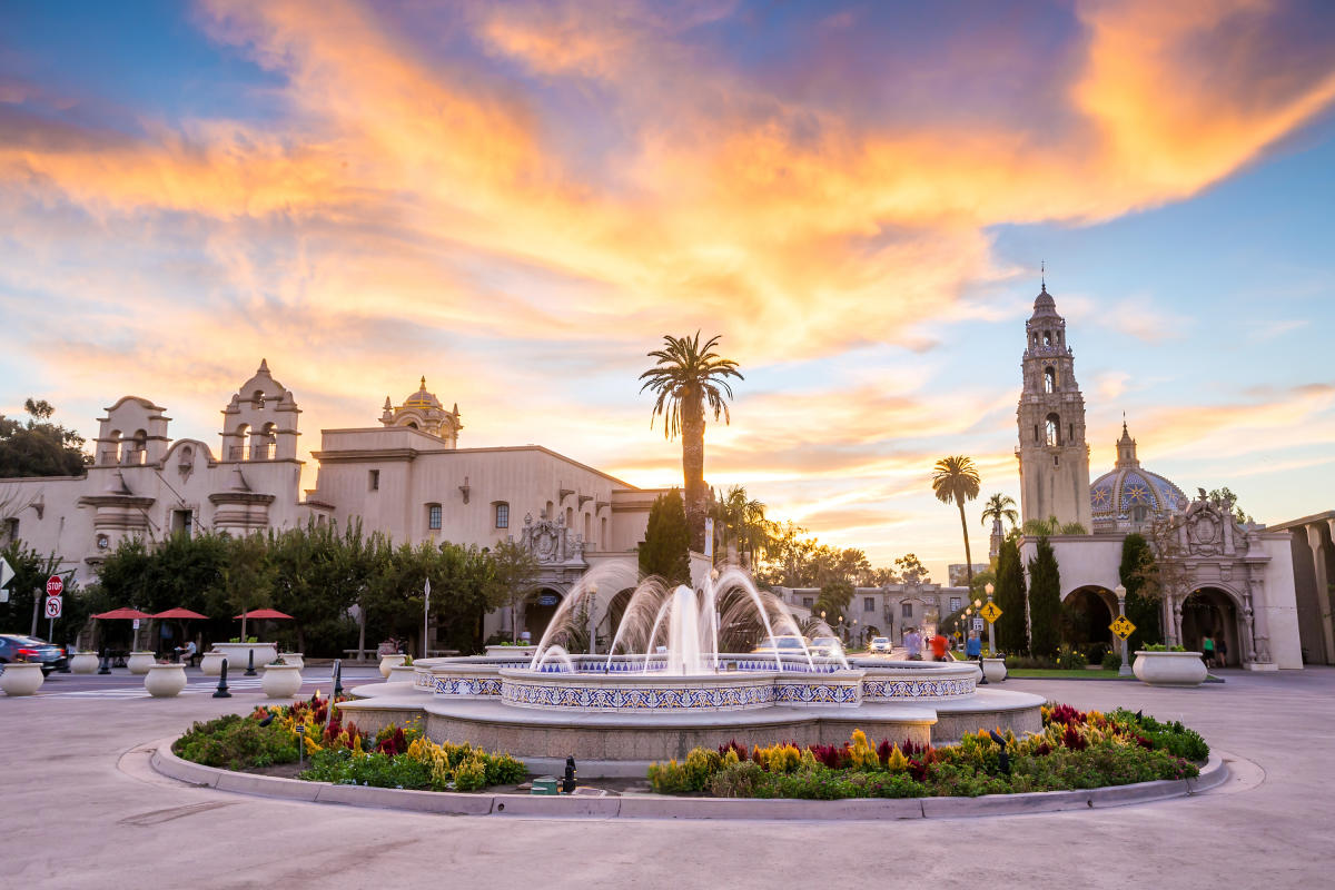 Fountain at Balboa Park in downtown San Diego