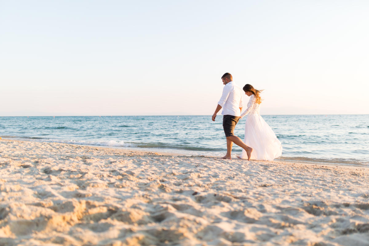 Couple celebrating wedding