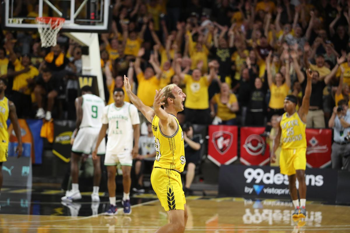 WSU Alumnus Conner Frankamp celebrates after a shot during The Basketball Tournament