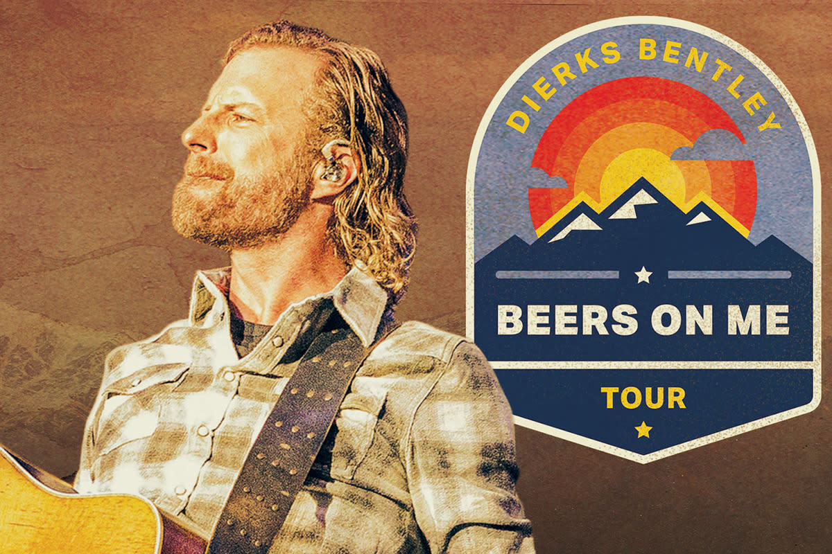 Country musician Dierks Bentley poses for his Beers on Me Tour poster