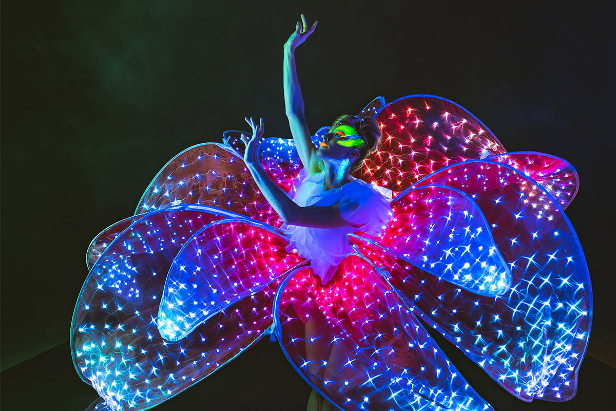 A woman performs in the production of Fleur