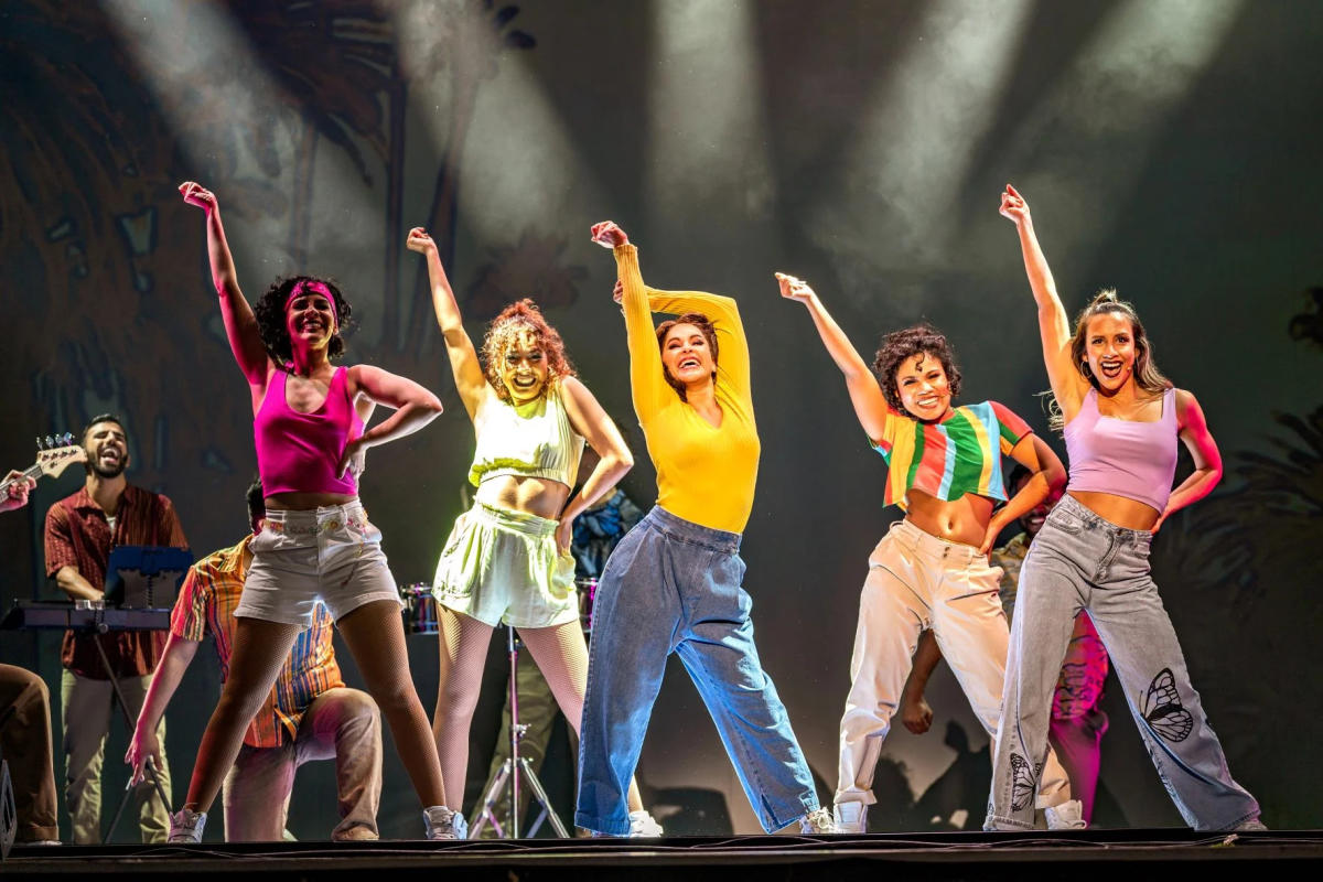 Five women sing and dance during a scene from "On Your Feet"