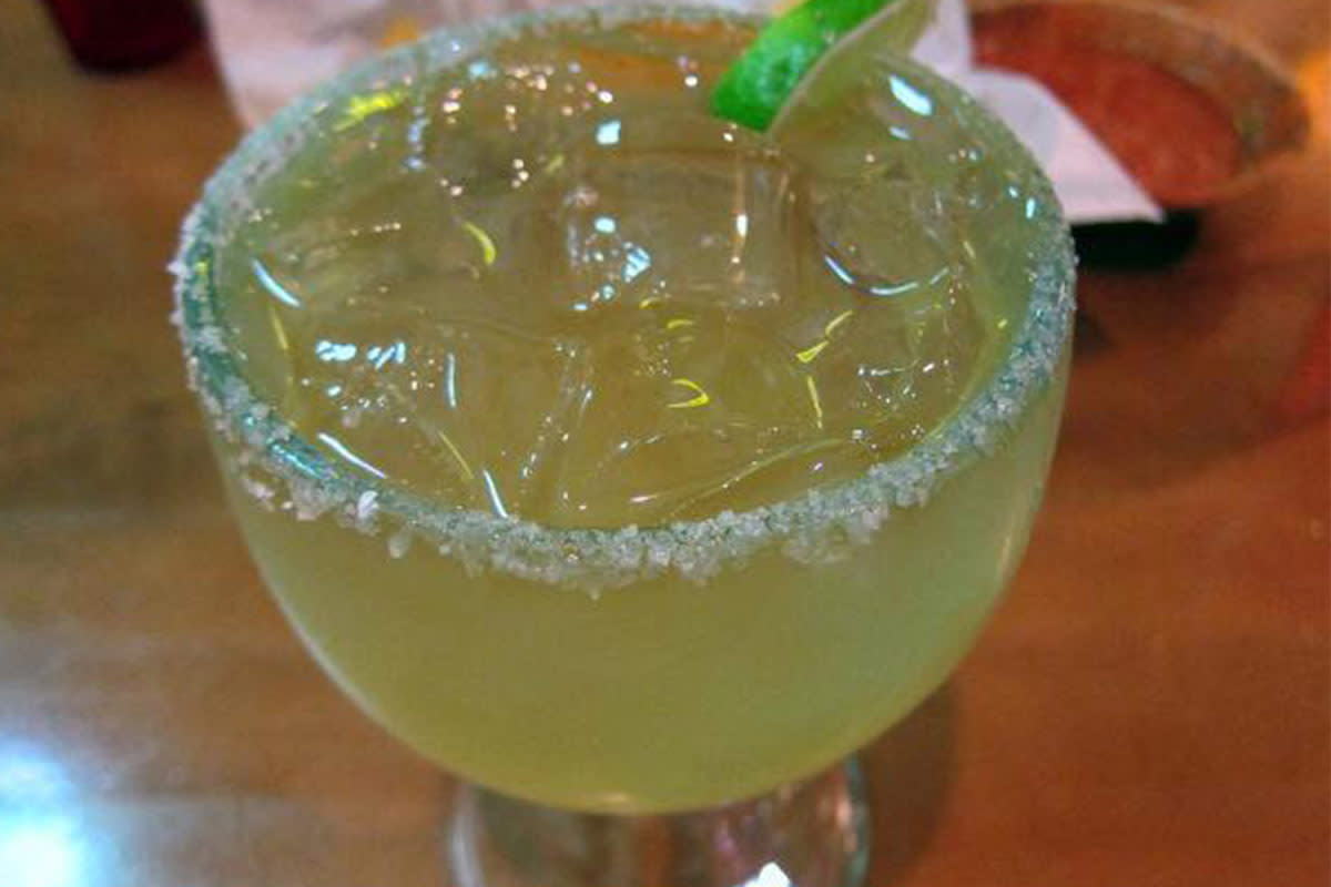 A margarita is served on the rocks at Playa Azul