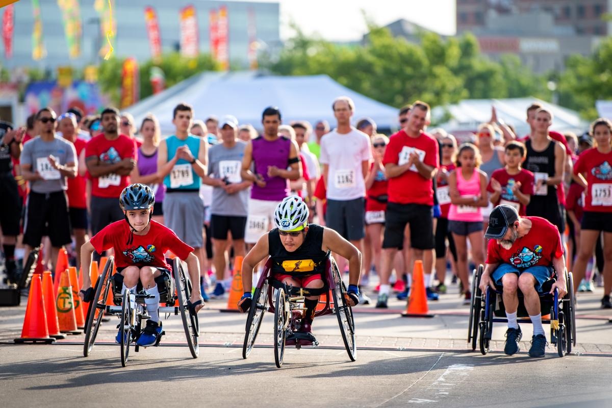 Runner compete in the annual Riverfest River Run