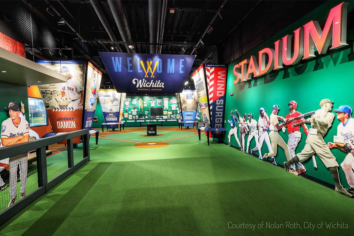 Baseball memorabilia sits on display at the new Wichita Baseball Museum inside Riverfront Stadium