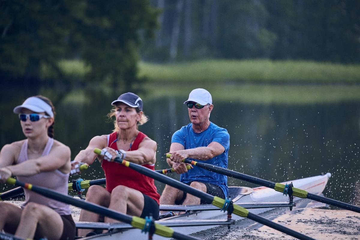 Group Rowing on the River