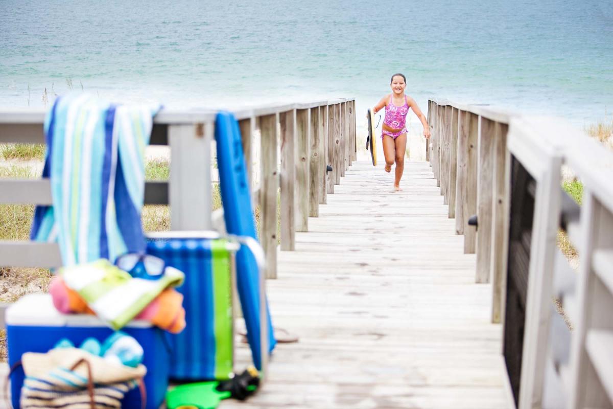 Child plays at Kure Beach NC