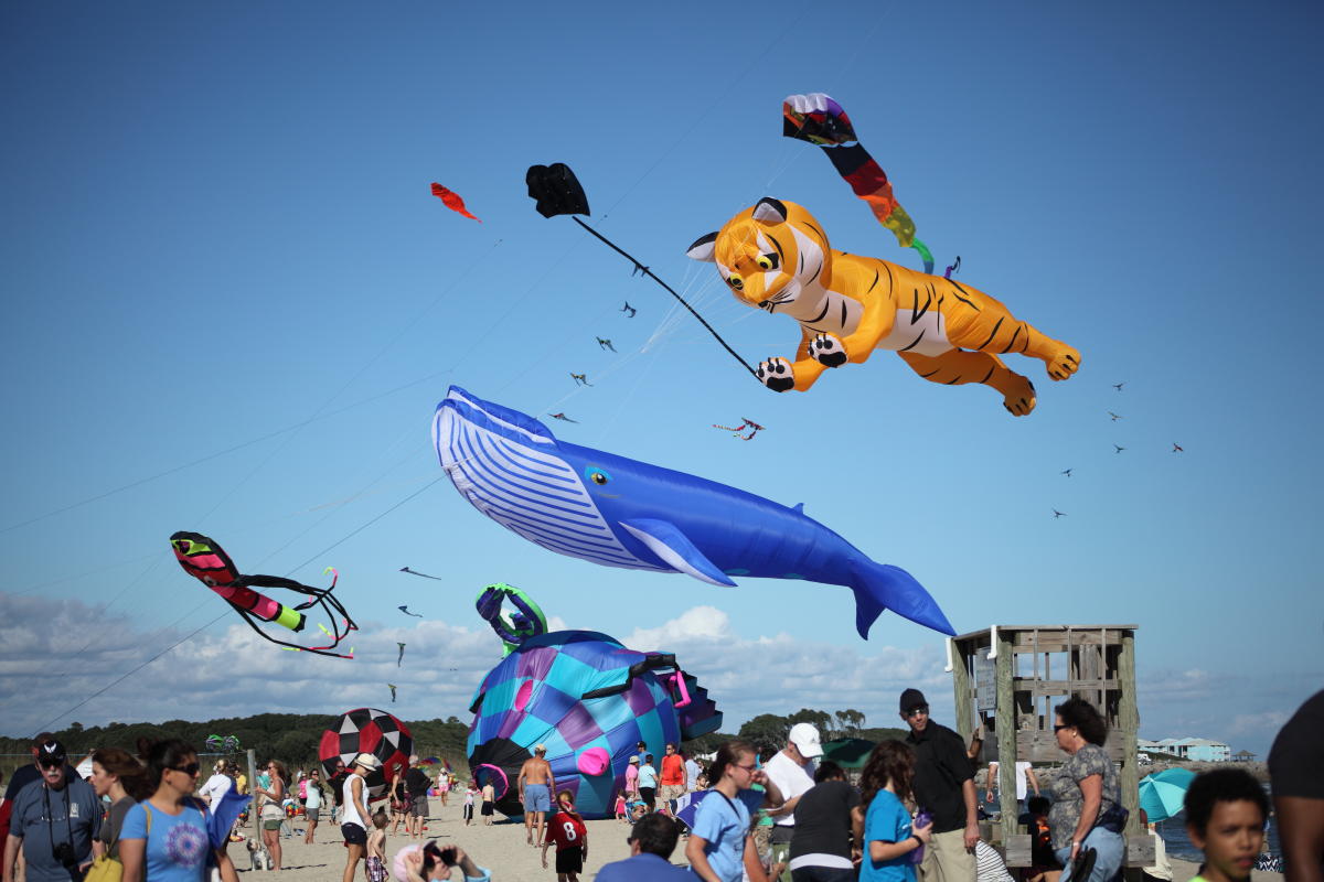 An image of the kites in the sky at the Kite Festival