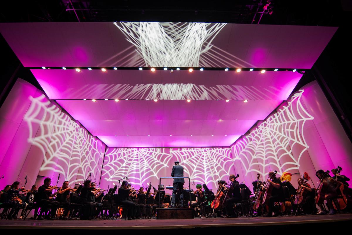 Houston Symphony Orchestra Performing During Hocus Pocus Pops at The Cynthia Woods Mitchell Pavilion in The Woodlands, Texas