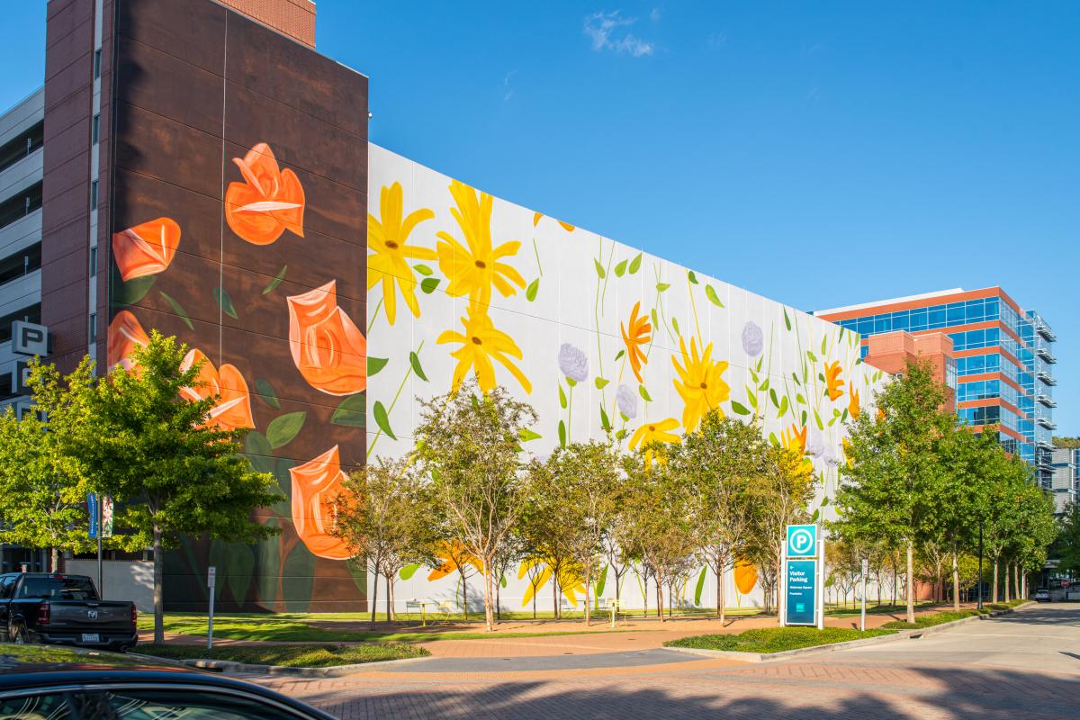 Flowers Mural at Waterway Square in The Woodlands, Texas