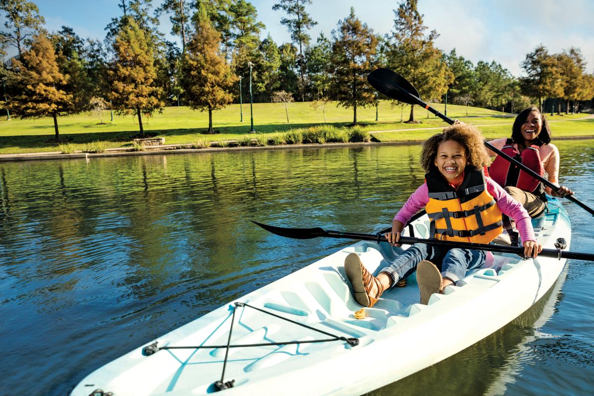 Kayaking Family on The Woodlands Waterway