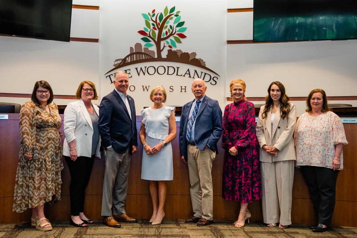 Visit The Woodlands 2025 Board of Directors: Cameron Klepac, Jennifer Gohagen, Brad Bailey, Linda Nelson, Richard Franks, Kim Lowe, Noemi Gonzalez, and Monique Sharp.