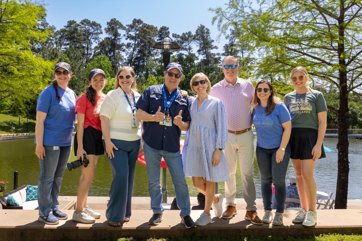The Visit The Woodlands team at Waterway Arts Festival. From left: Rachael Varner, Andrea Day, Elizabeth Eddins, Nick Wolda, Linda Nelson, Brad Bailey, Ashley White, Brooklyn Newell.