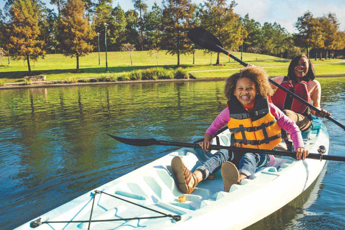 Kayaking Family on The Woodlands Waterway