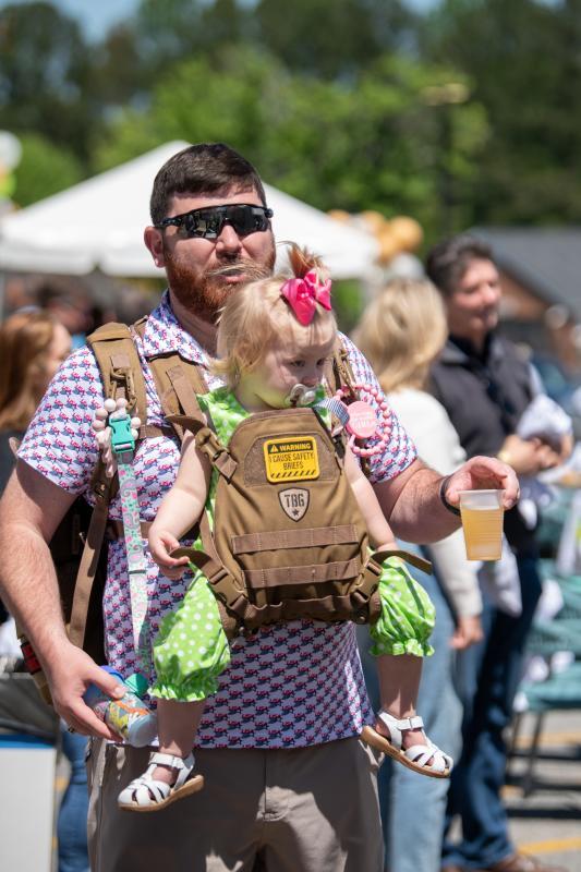 Father's Day Green Eggs and Kegs Man with Beer and Daughter