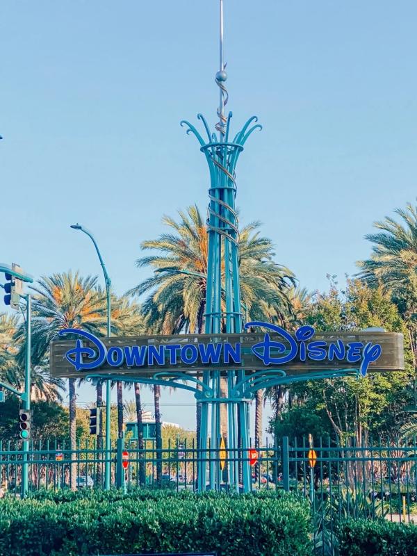 Image of the Downtown Disney sign inside the Disneyland Resort.