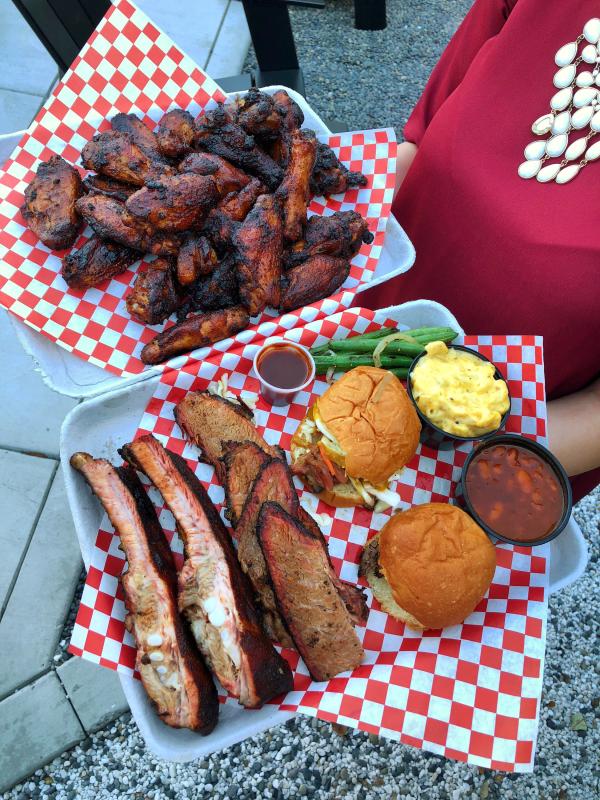 Images of two BBQ platters from Jav's BBQ