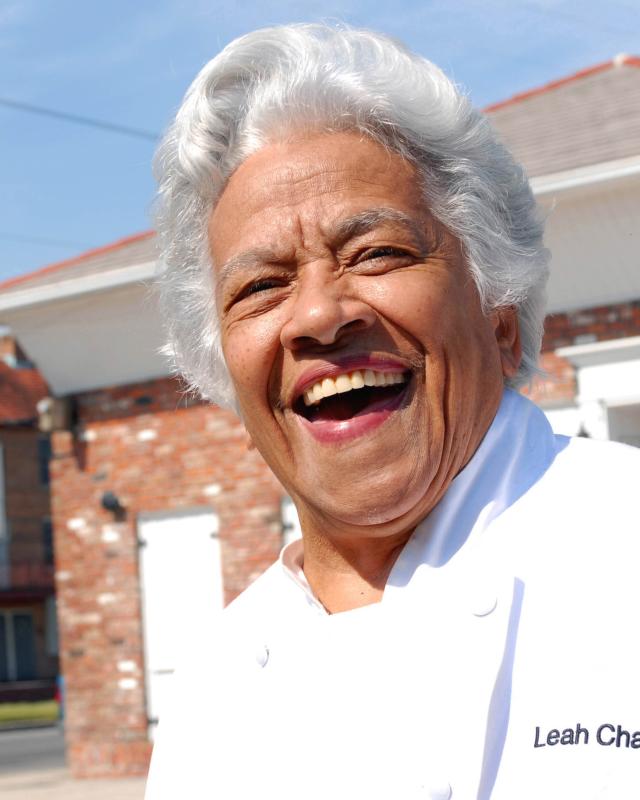 Leah Chase in front of Dooky Chase’s Restaurant
