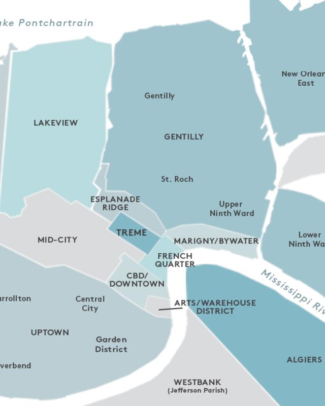 Mapa del vecindario de Nueva Orleans