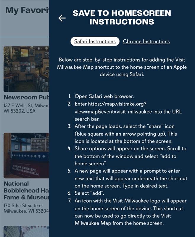 Digital Visitors Map Home Page Instructions