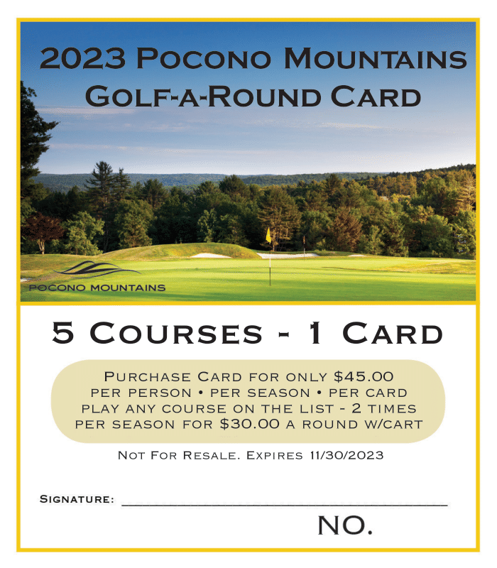 Purchase a Pocono Mountains 2023 Golf A Round Card