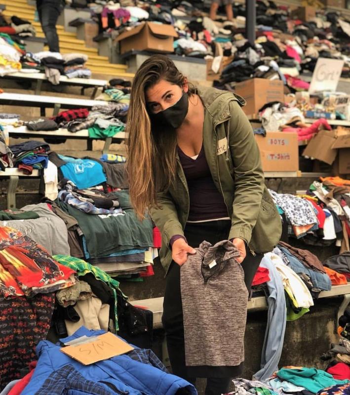 Katie Juth volunteering at Fire Relief Center