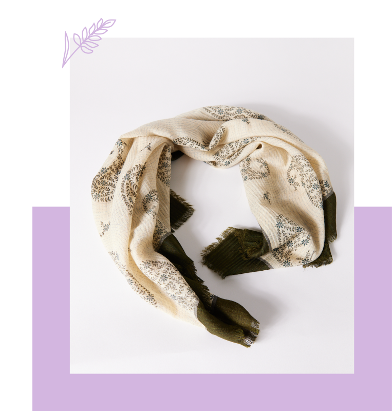 A black and white patterned scarf